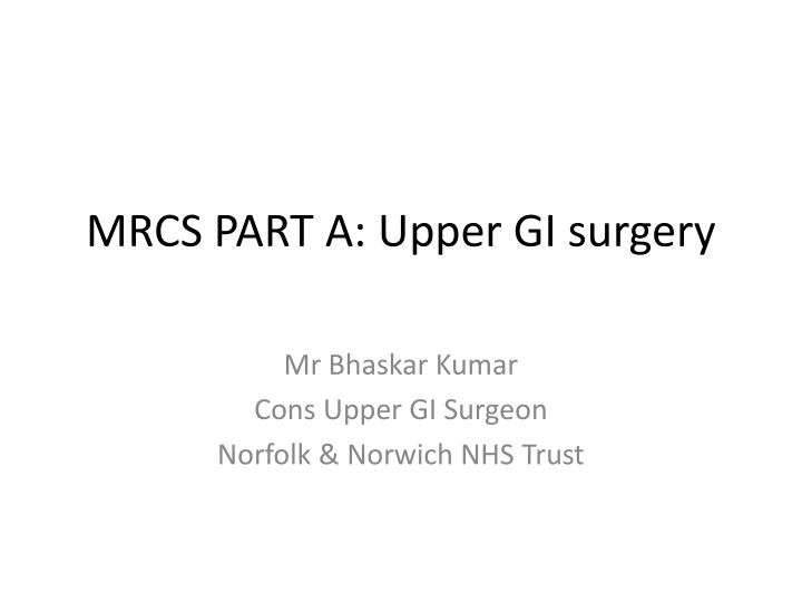 mrcs part a upper gi surgery