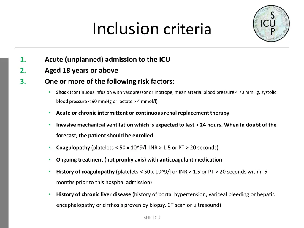 inclusion criteria