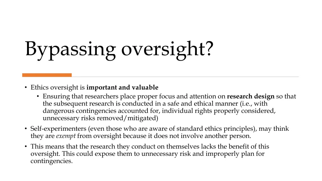 bypassing oversight