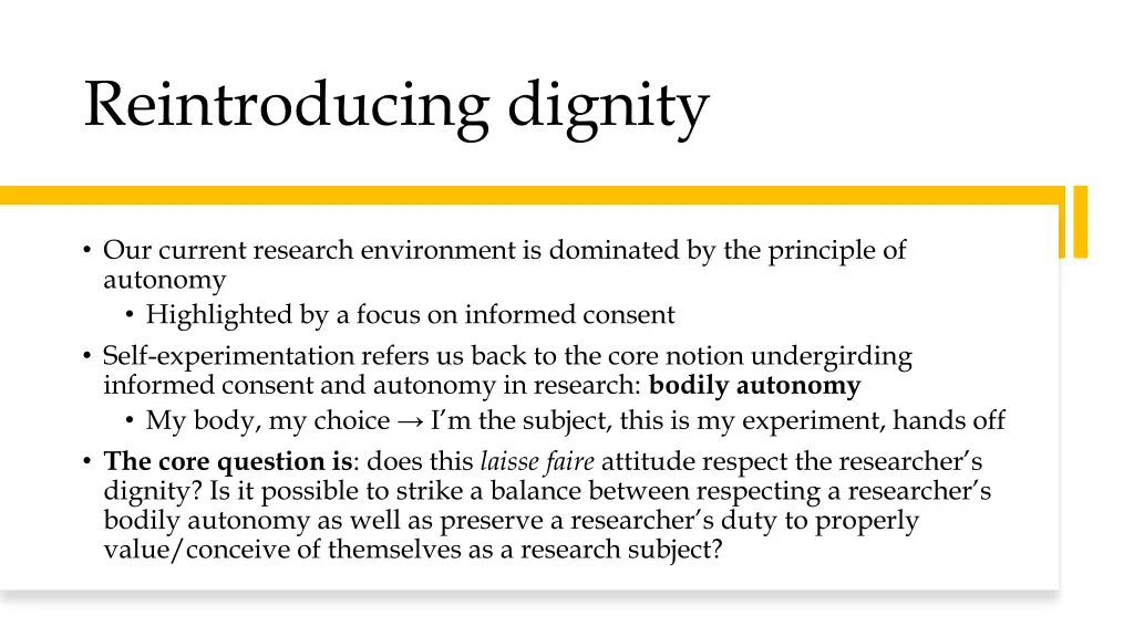reintroducing dignity