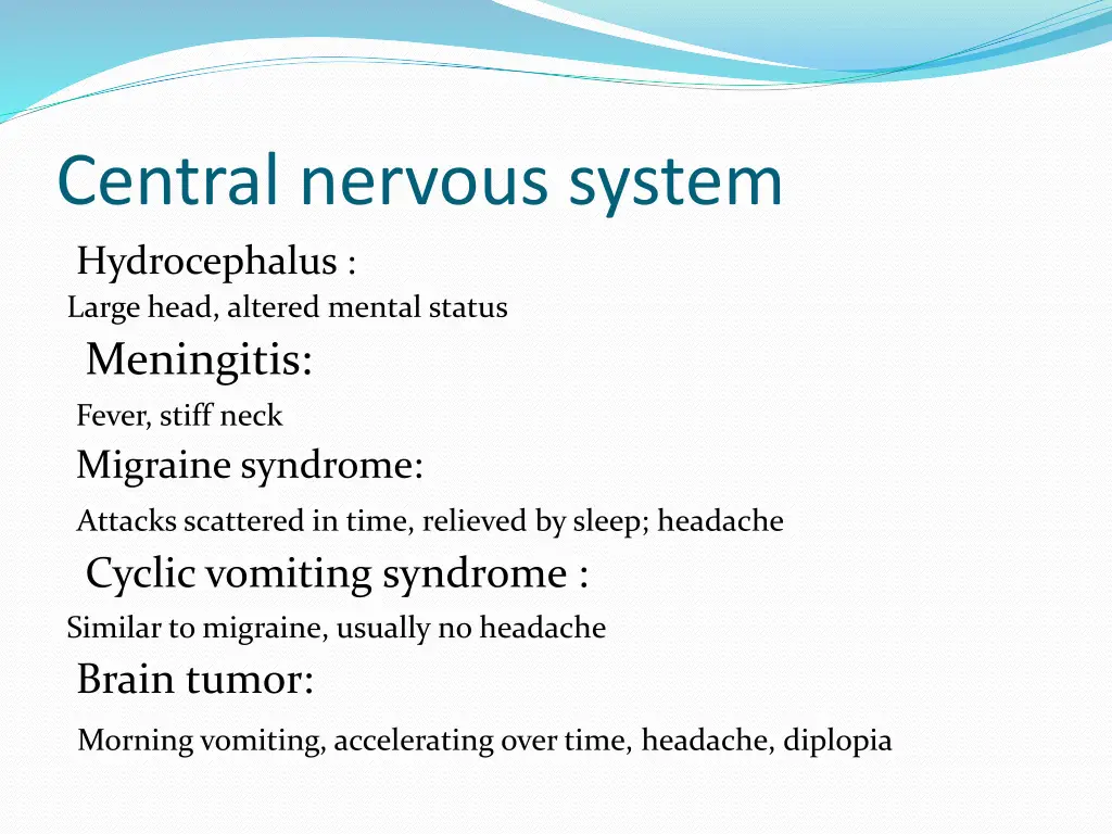 central nervous system hydrocephalus large head
