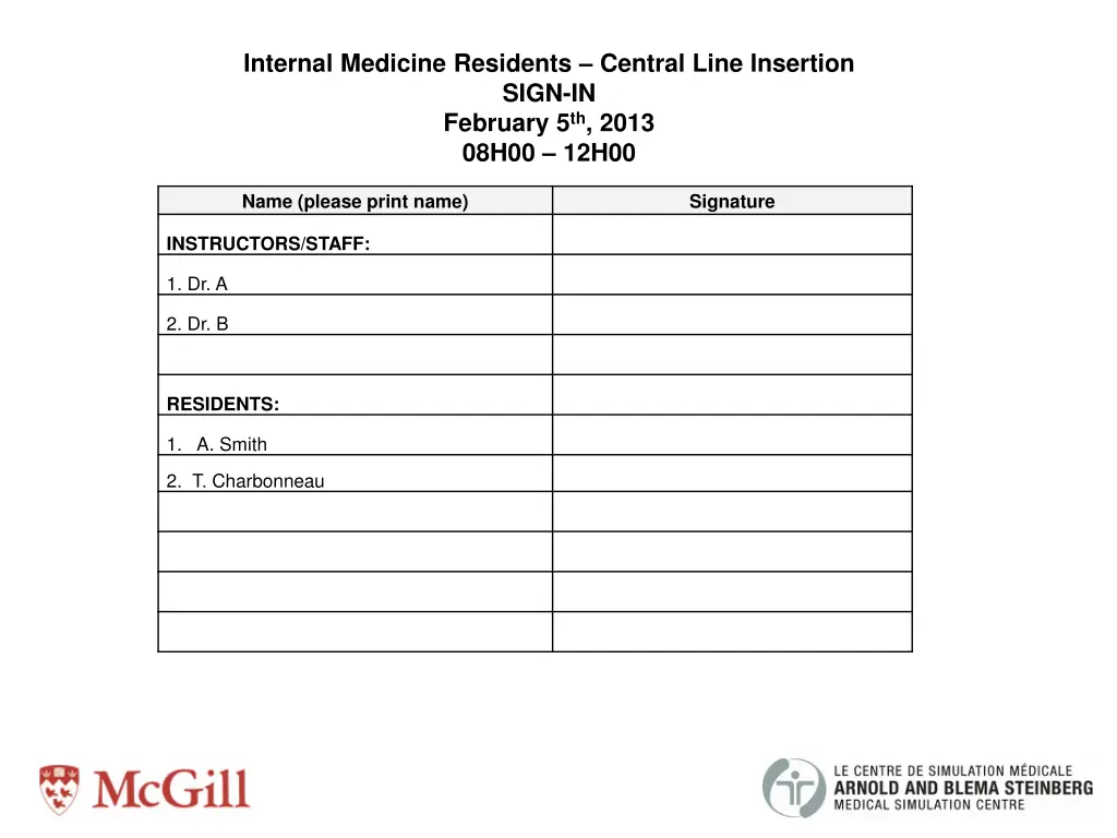 internal medicine residents central line