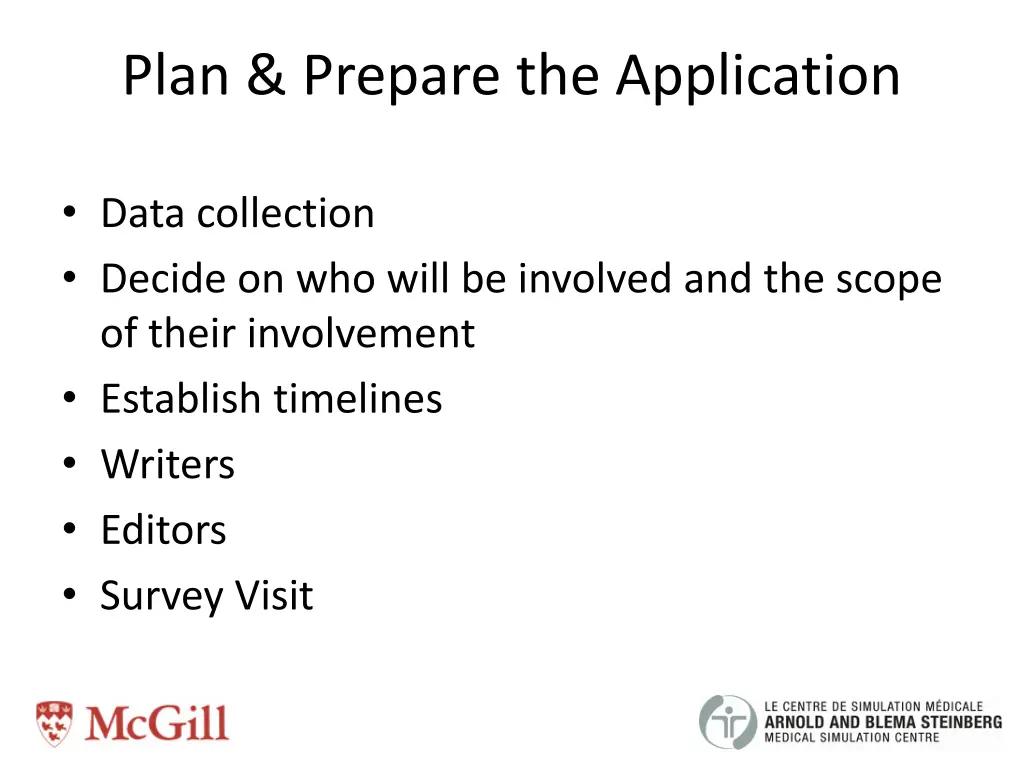plan prepare the application