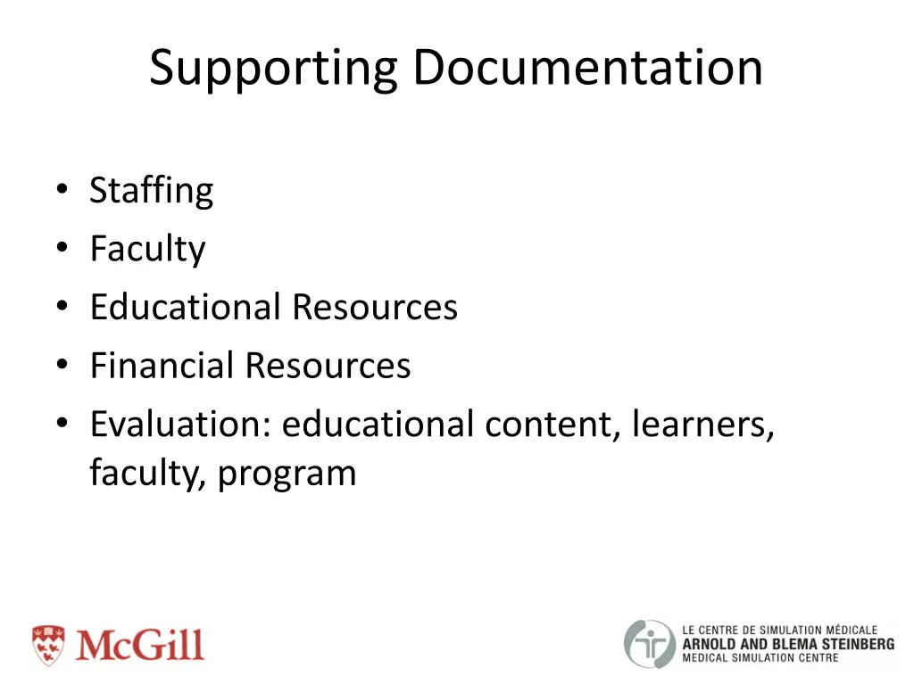 supporting documentation