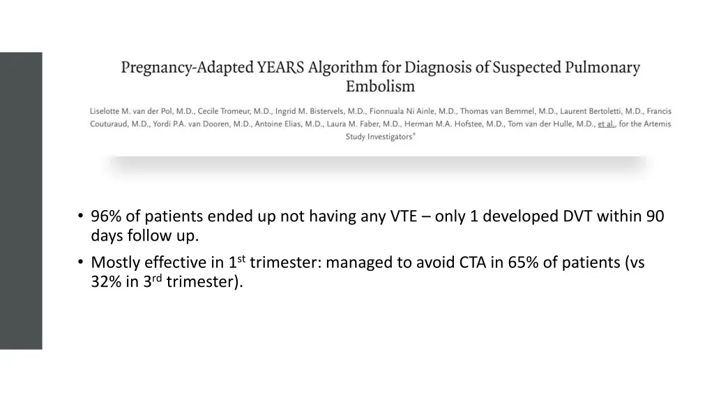 96 of patients ended up not having any vte only