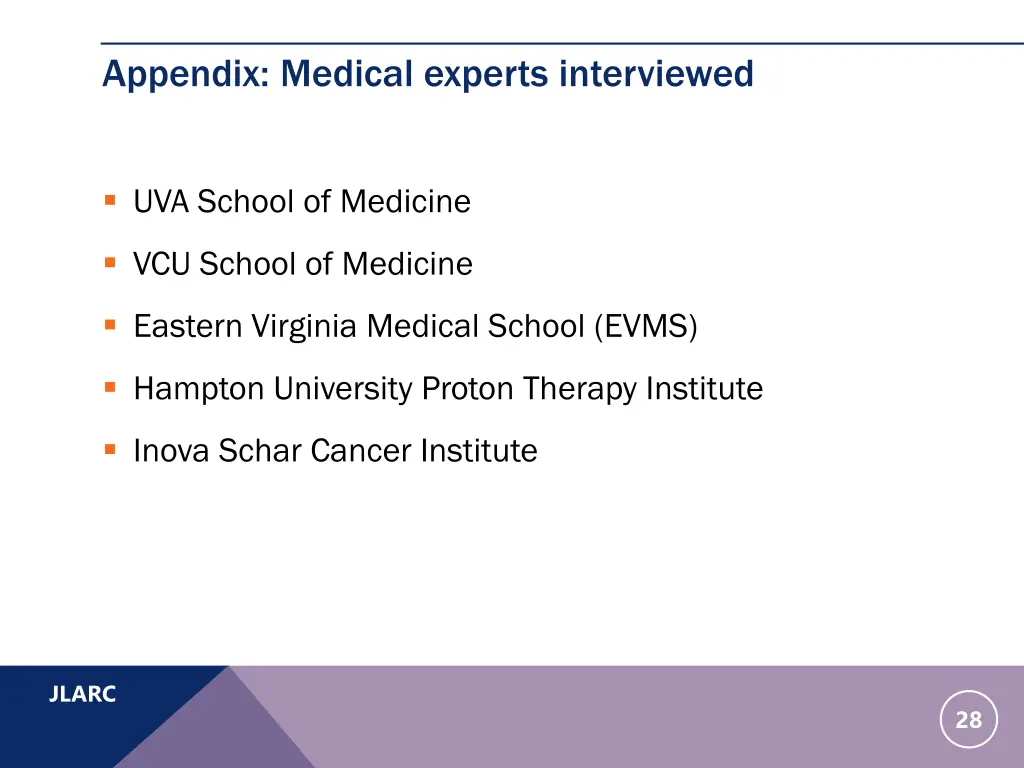 appendix medical experts interviewed
