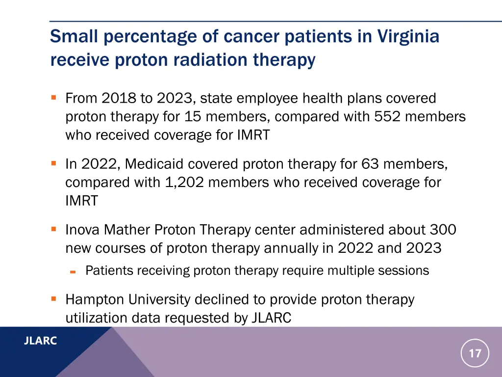 small percentage of cancer patients in virginia