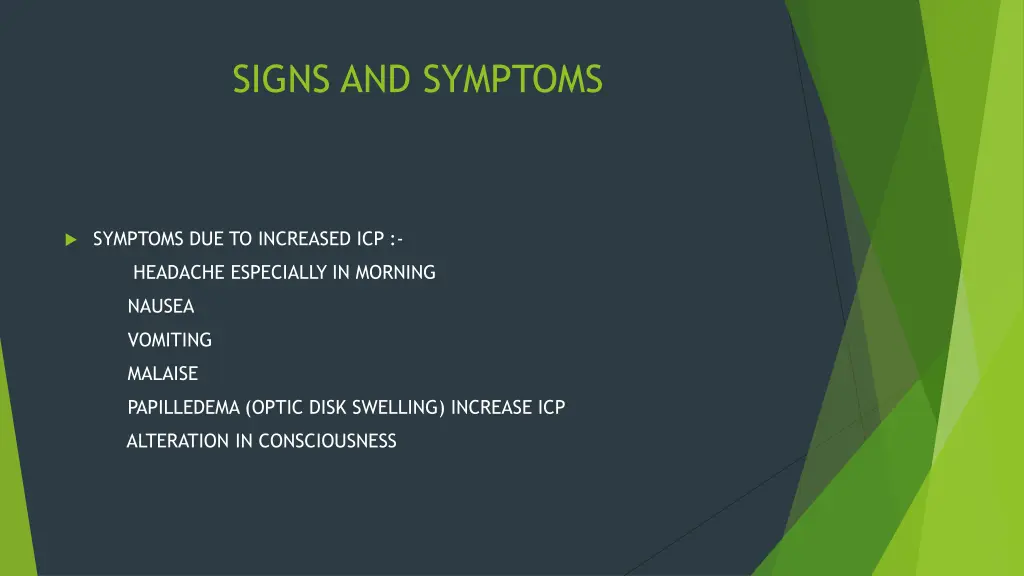 signs and symptoms