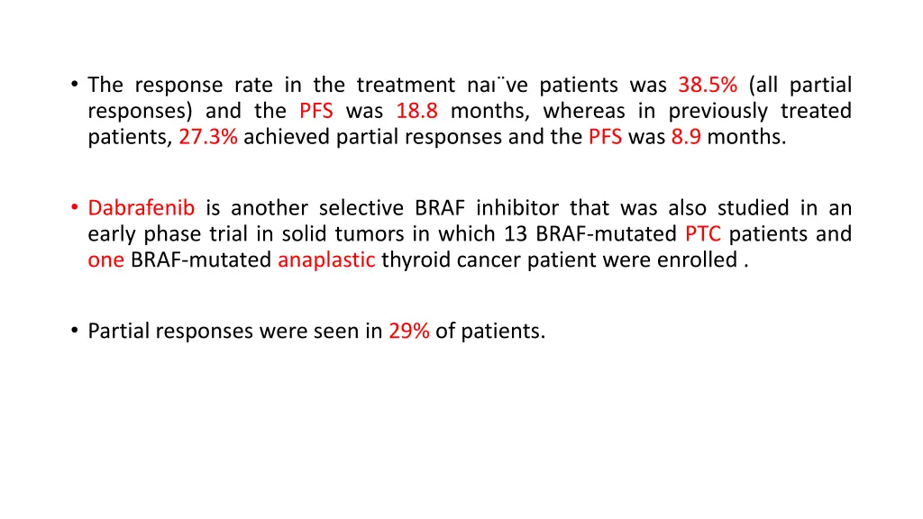 the response rate in the treatment na ve patients
