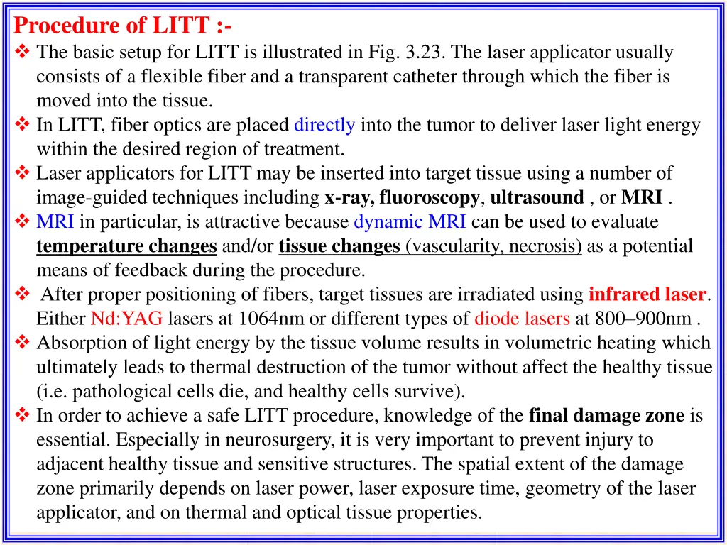 procedure of litt the basic setup for litt