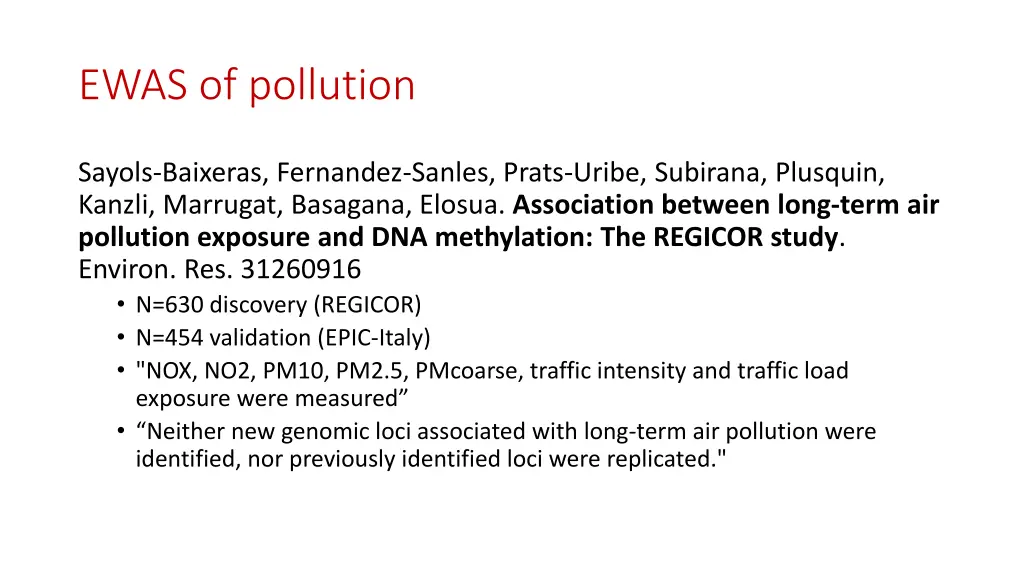 ewas of pollution