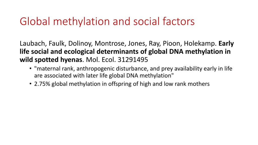 global methylation and social factors