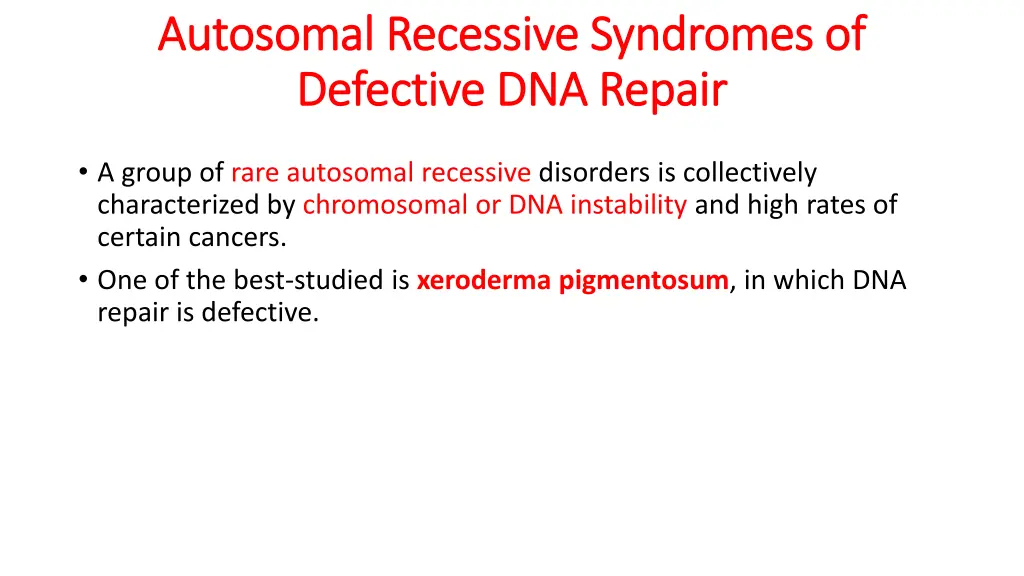autosomal recessive syndromes of autosomal
