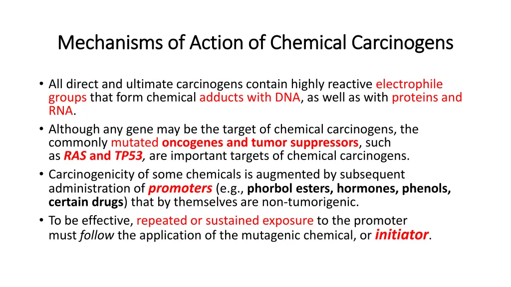 mechanisms of action of chemical carcinogens