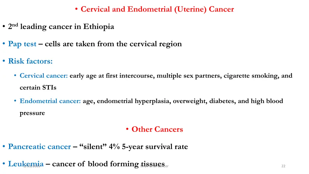 cervical and endometrial uterine cancer