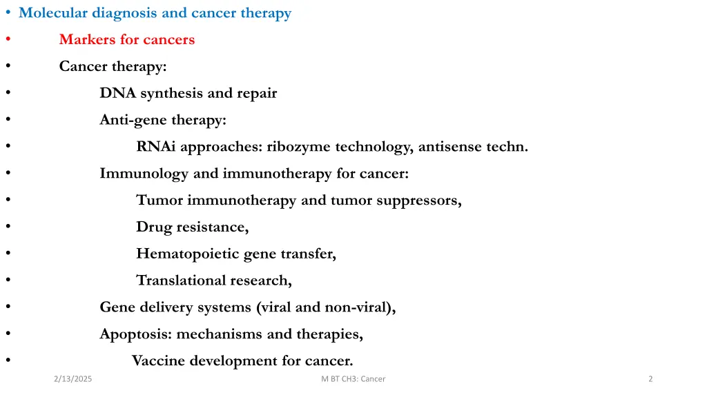 molecular diagnosis and cancer therapy markers
