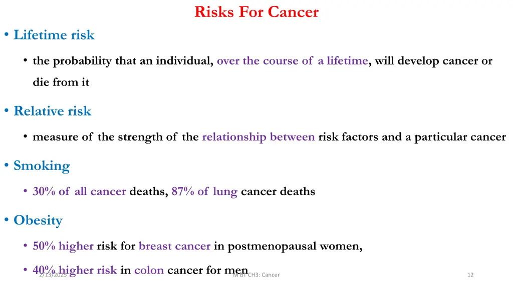 risks for cancer