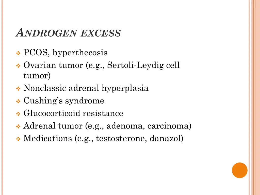 a ndrogen excess