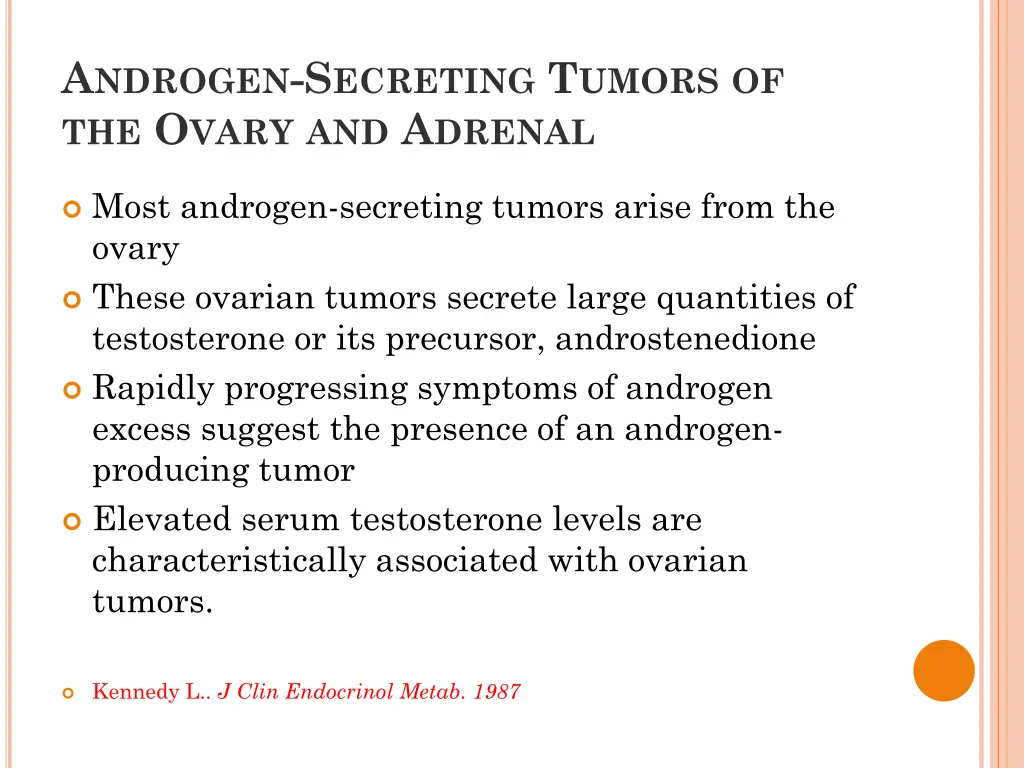 a ndrogen s ecreting t umors of the o vary