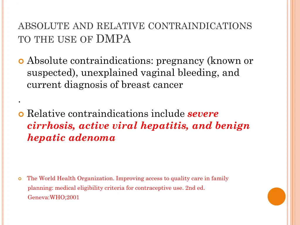 absolute and relative contraindications