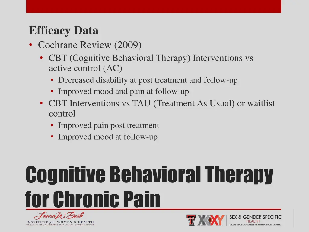 efficacy data cochrane review 2009 cbt cognitive