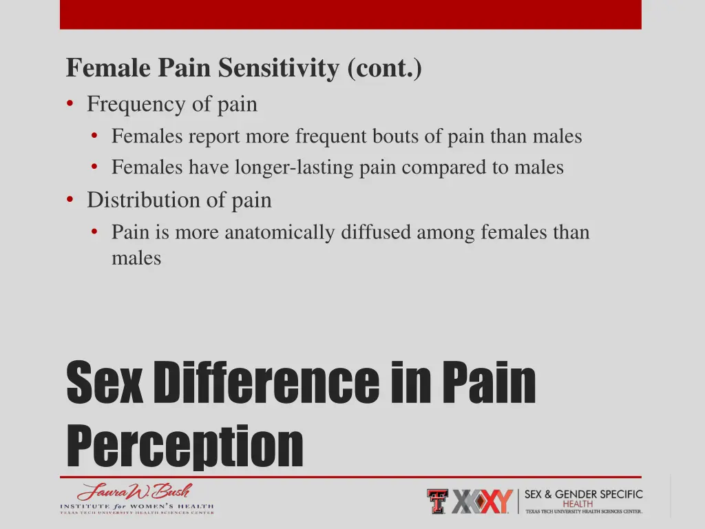 female pain sensitivity cont frequency of pain