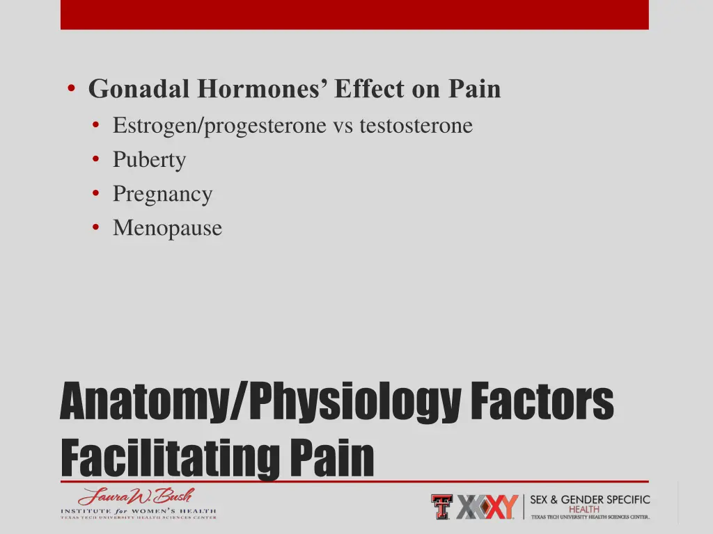 gonadal hormones effect on pain estrogen
