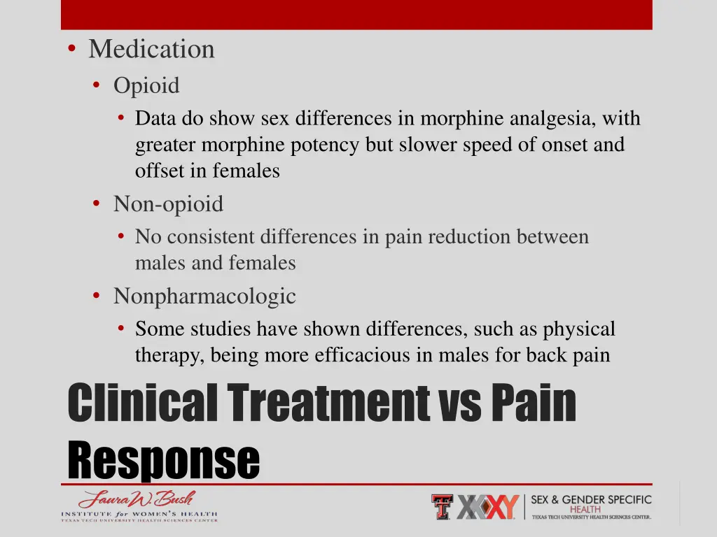 medication opioid data do show sex differences