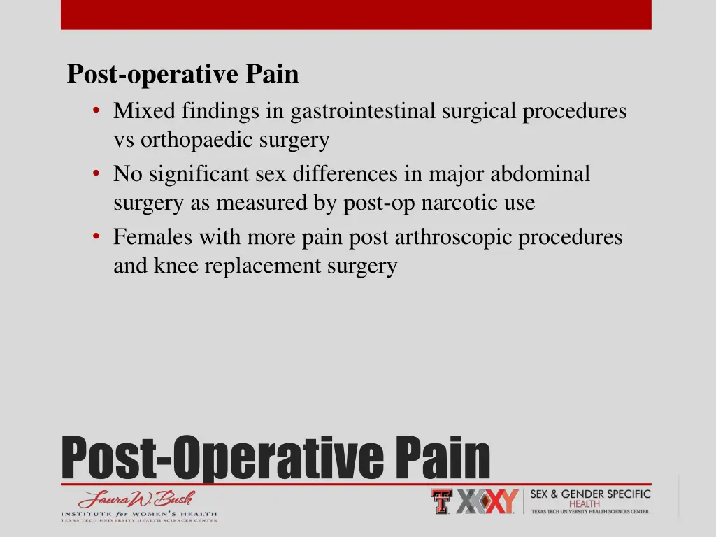 post operative pain mixed findings