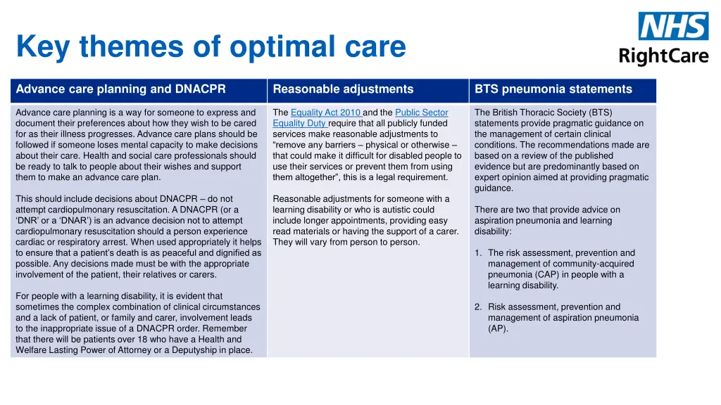 key themes of optimal care 1