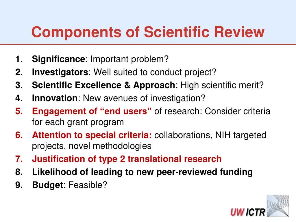 components of scientific review