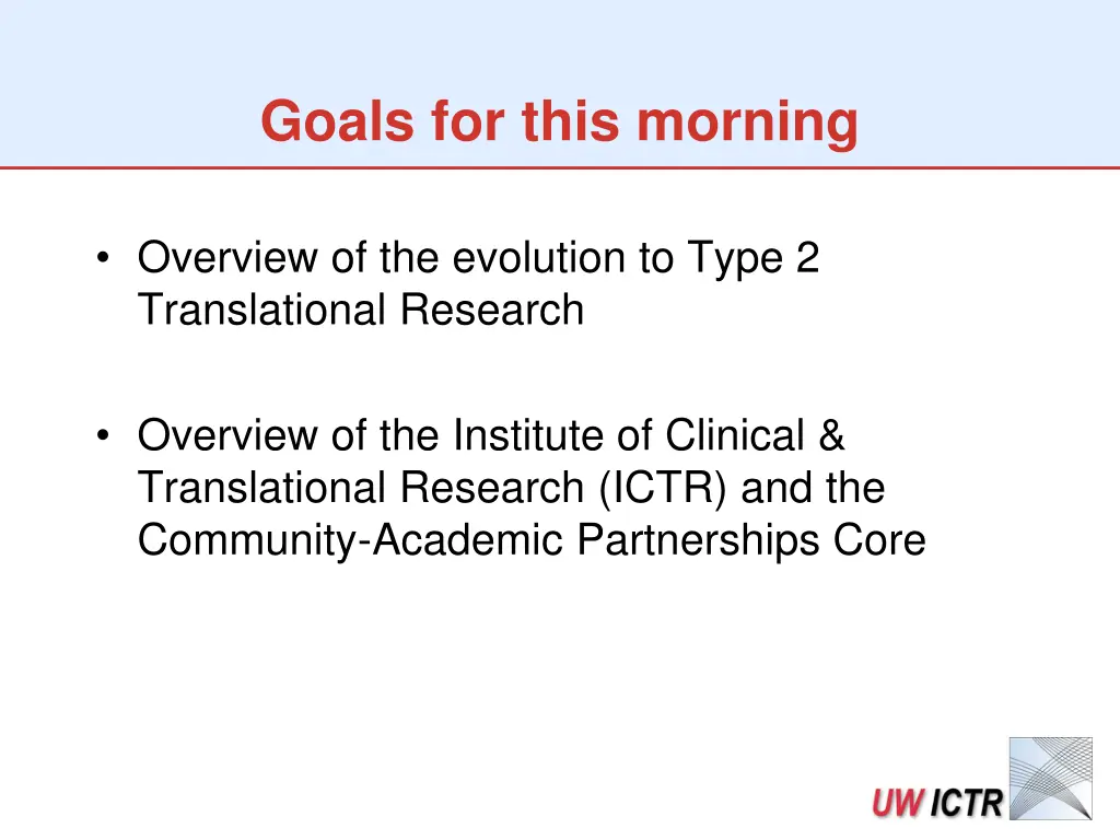 goals for this morning