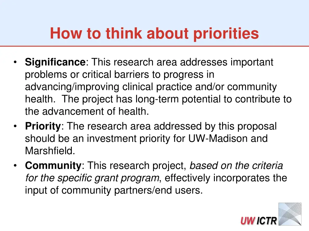 how to think about priorities