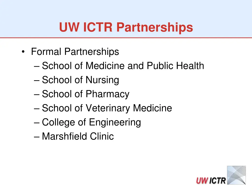 uw ictr partnerships