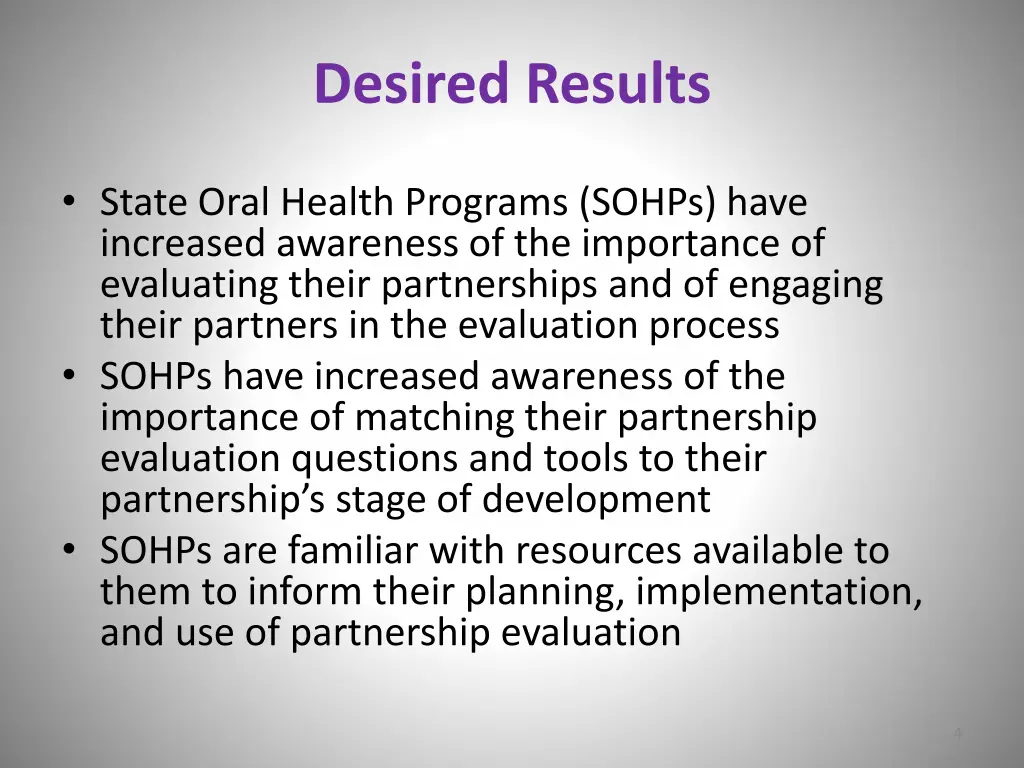 desired results
