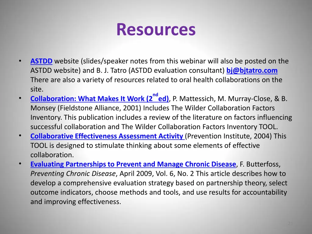 resources