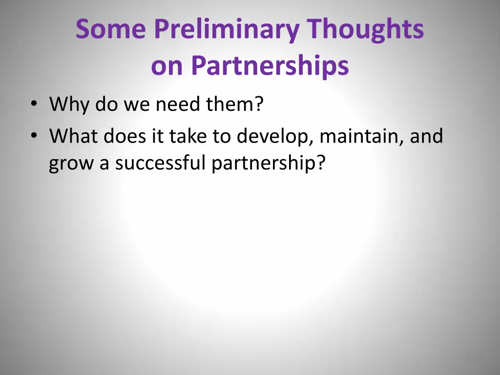 some preliminary thoughts on partnerships