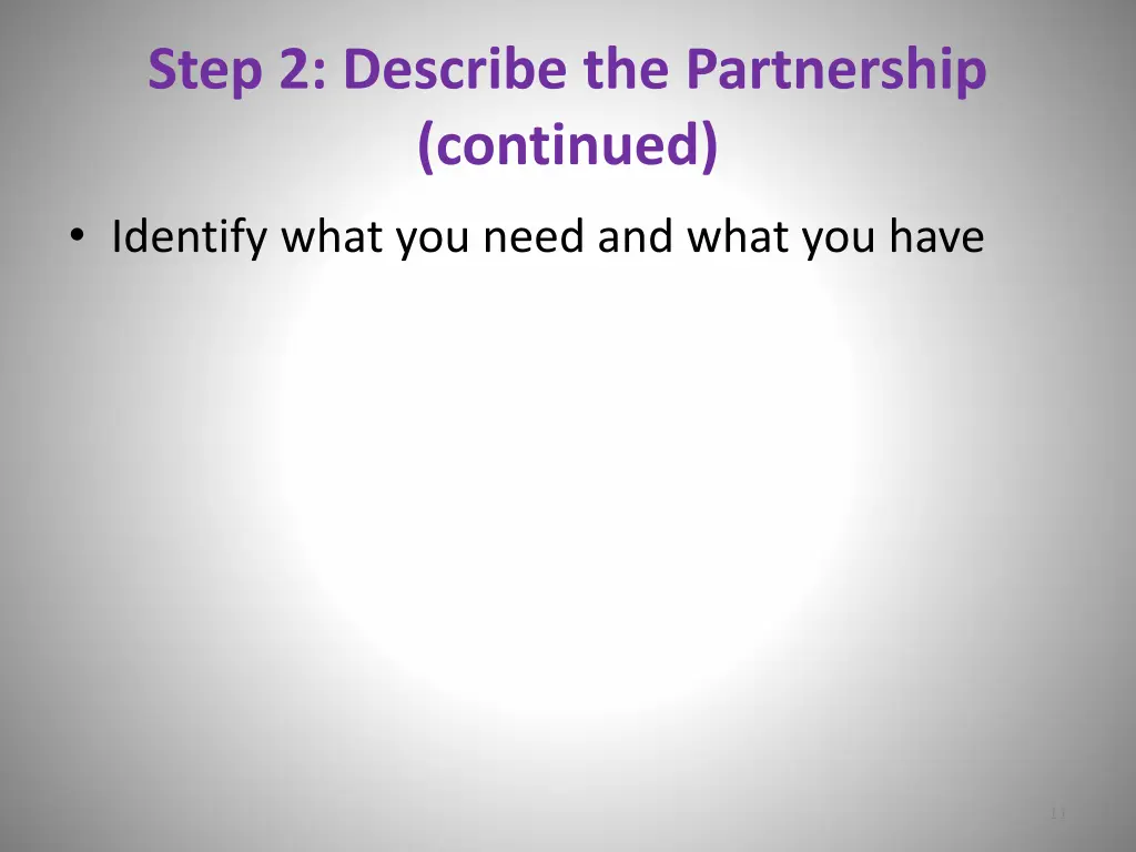step 2 describe the partnership continued