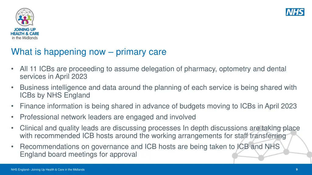 what is happening now primary care
