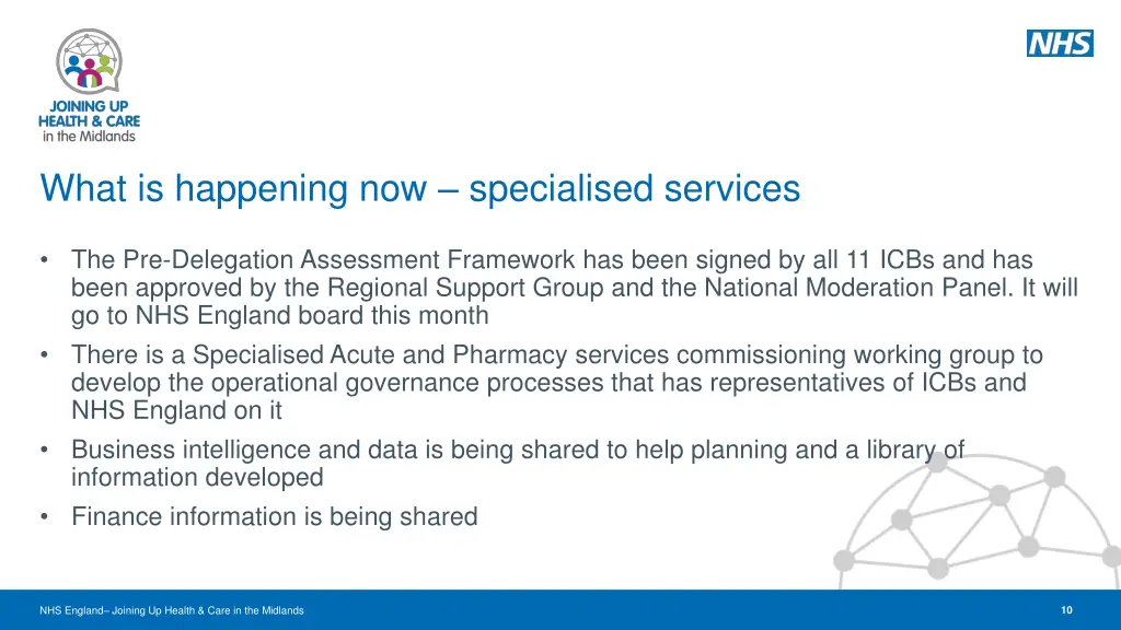 what is happening now specialised services