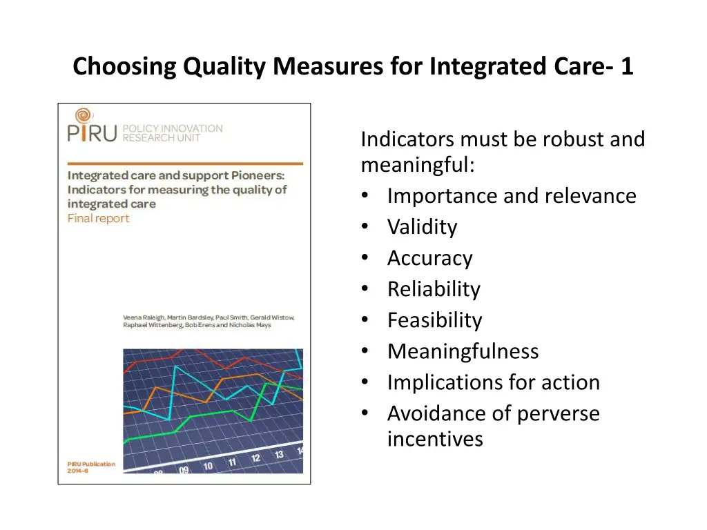 choosing quality measures for integrated care 1