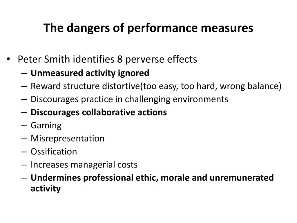 the dangers of performance measures