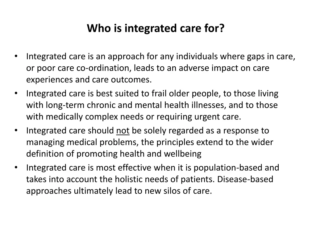 who is integrated care for