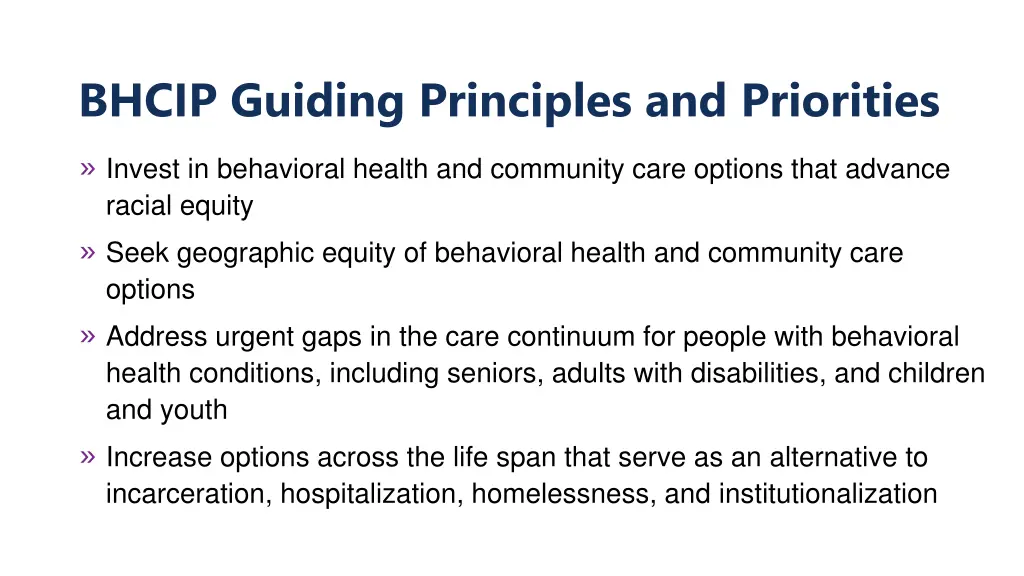 bhcip guiding principles and priorities invest