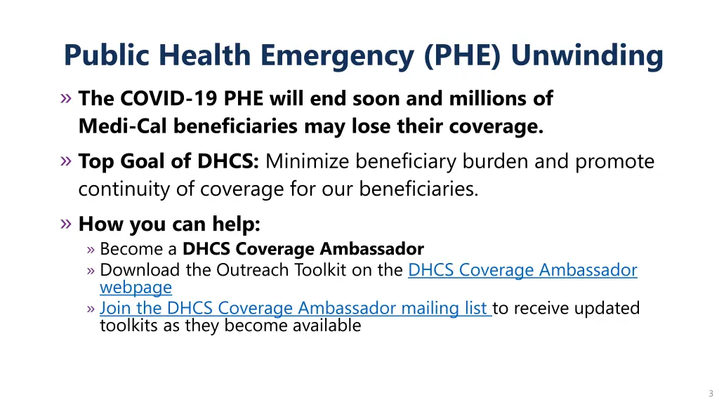 public health emergency phe unwinding the covid