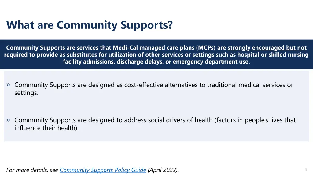 what are community supports