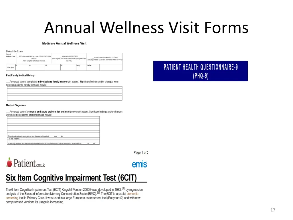 annual wellness visit forms