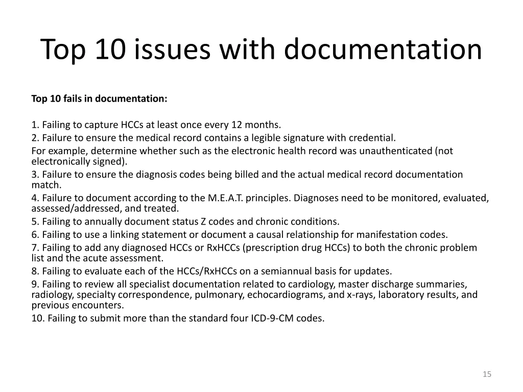 top 10 issues with documentation