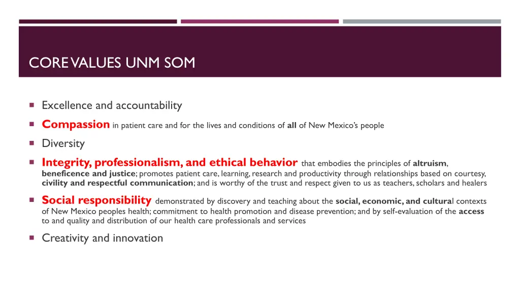 core values unm som