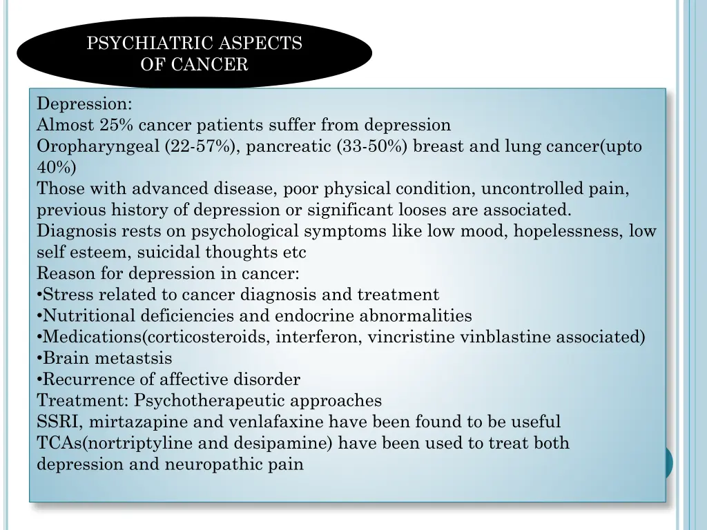 psychiatric aspects of cancer